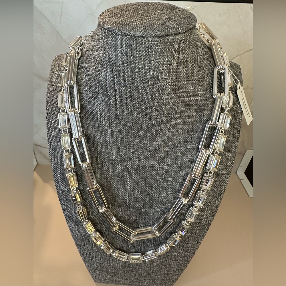 Park Lane Elegant Silver Necklace with Crystal Accents